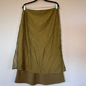 Mod Ref Olive Green Midi Layered Skirt